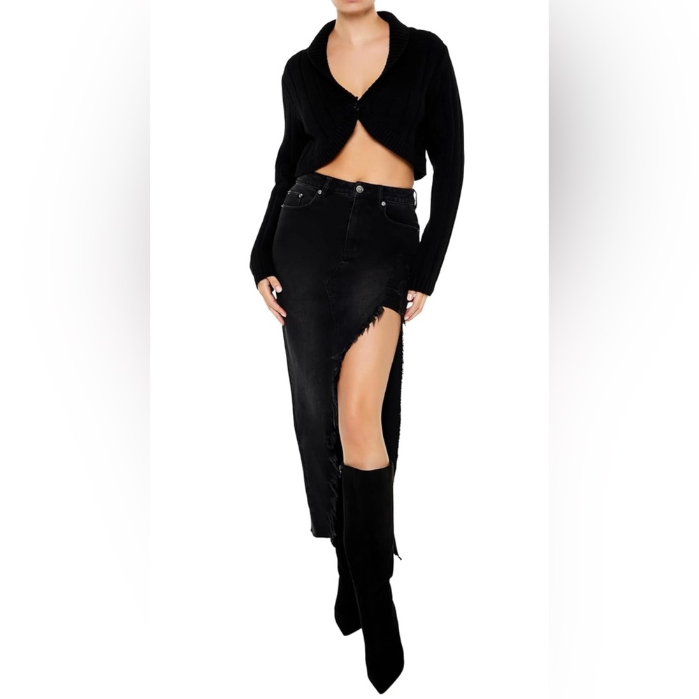 Forever 21 NWT Ribbed Black Cropped Cardigan - XS